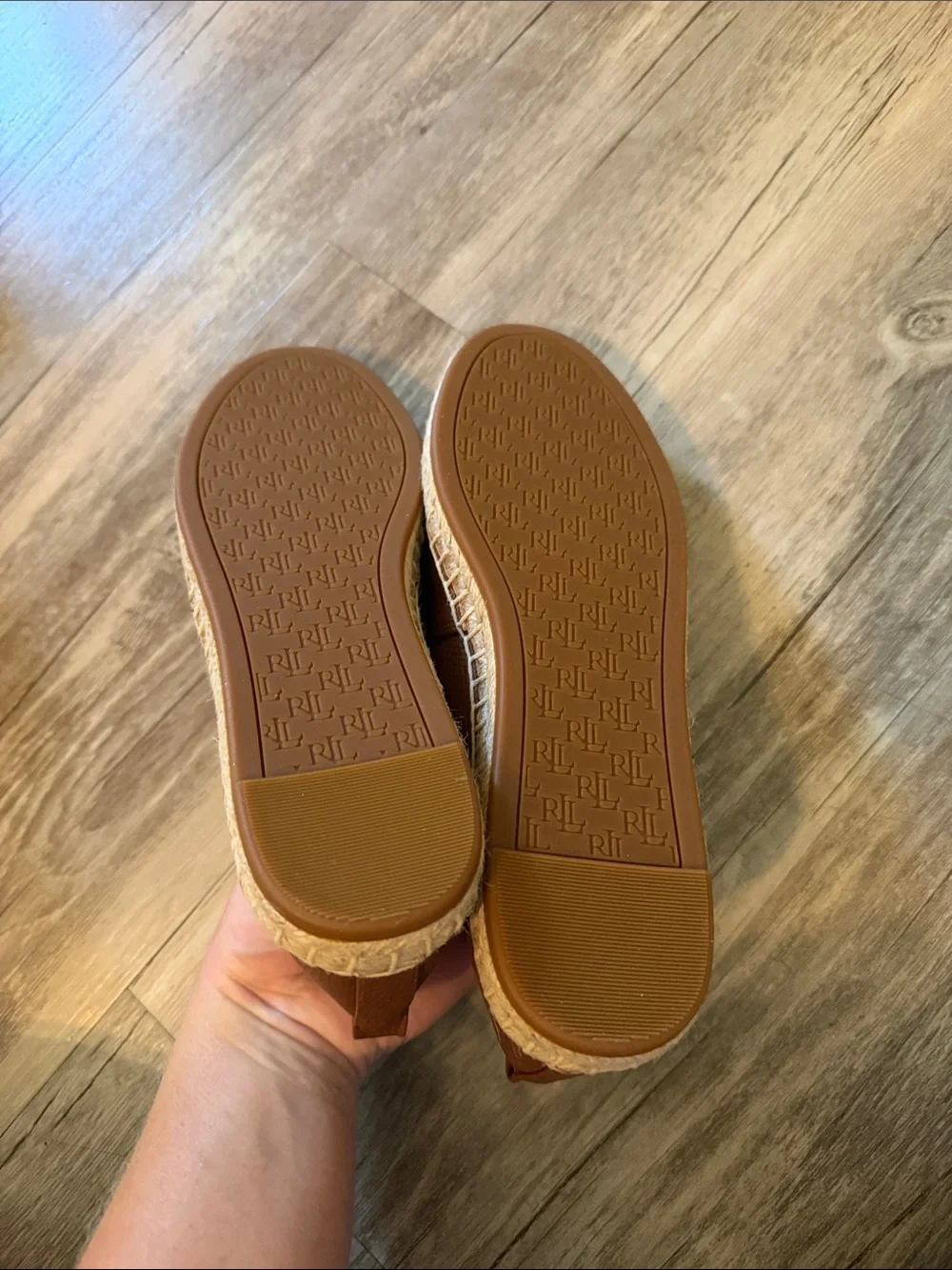 Lauren Ralph Lauren Tan Leather Espadrille Flats